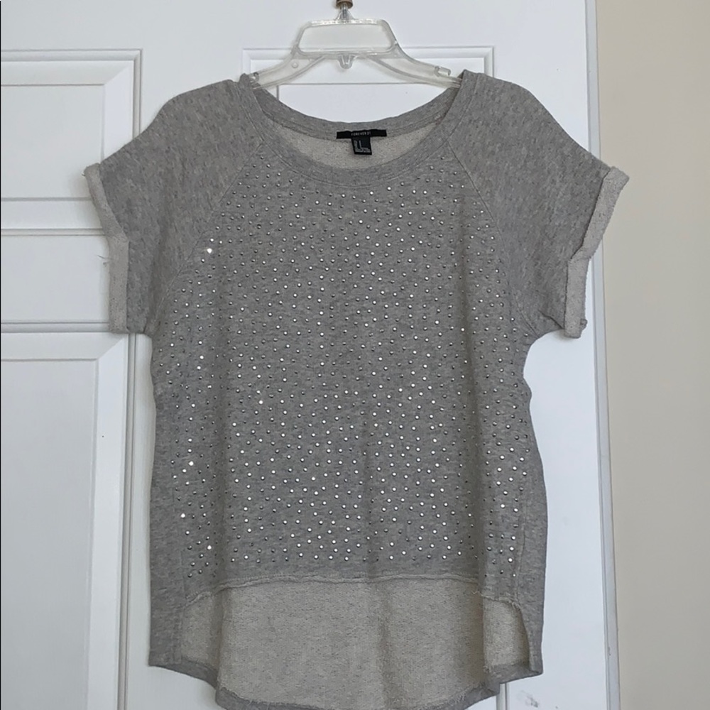 Grey Sequined High Low Top